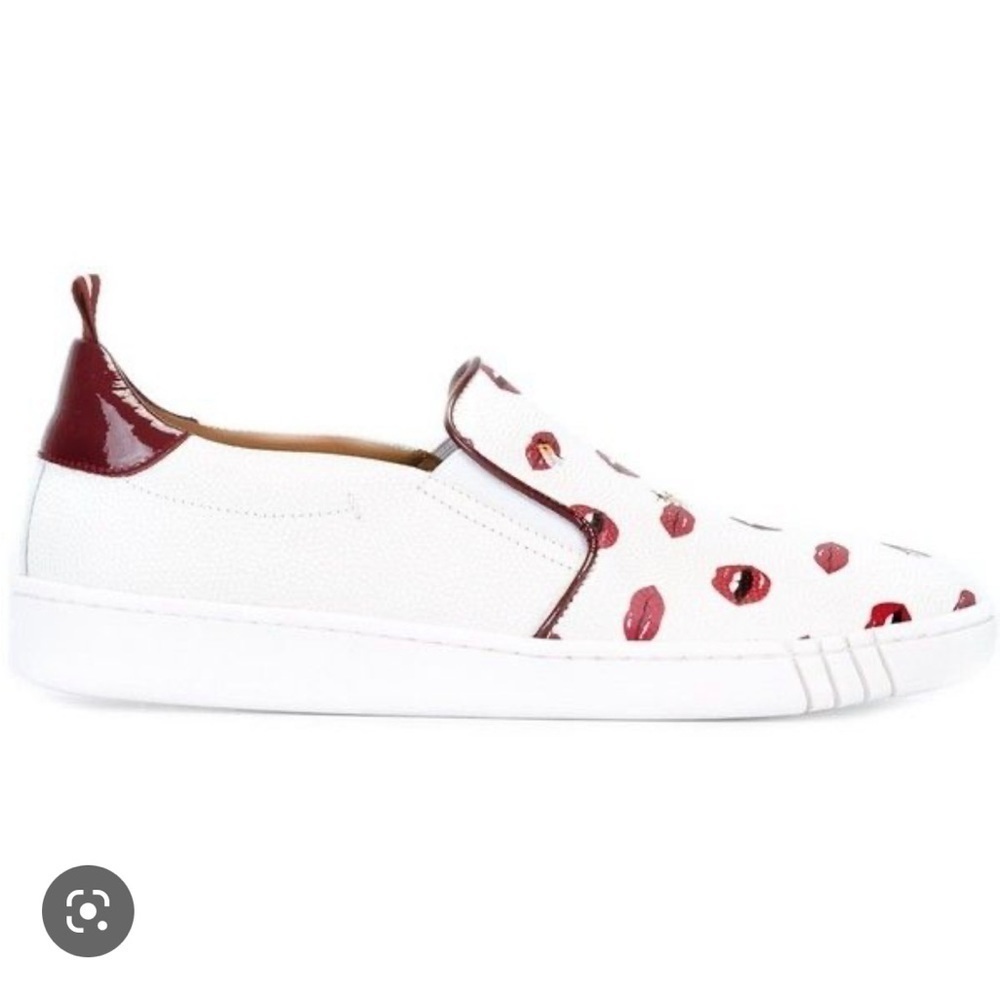 Bally Lips Print Slip On Sneakers Shoes